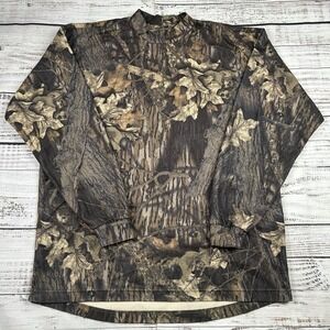 VTG Columbia Fleece Pullover Camo Mens XL Hunting Mock Neck Base Layer Mossy Oak